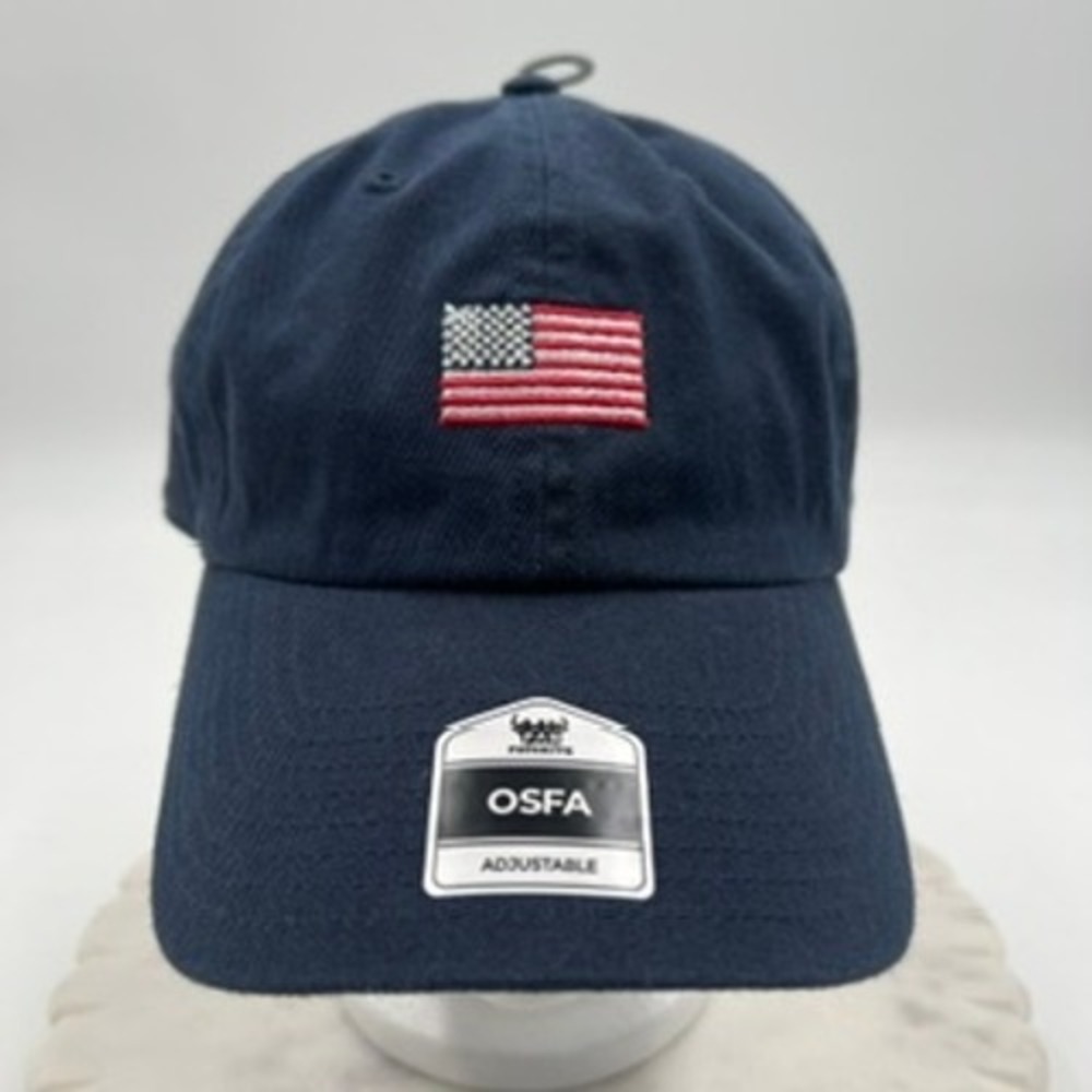 Fan Favorite Navy Blue American Flag Embroidered Baseball Cap OSFA unisex Hat